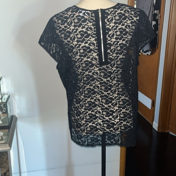 Liz Claiborne Black Lace Embellished Cap Sleeve Blouse size XL - Picture 4 of 6